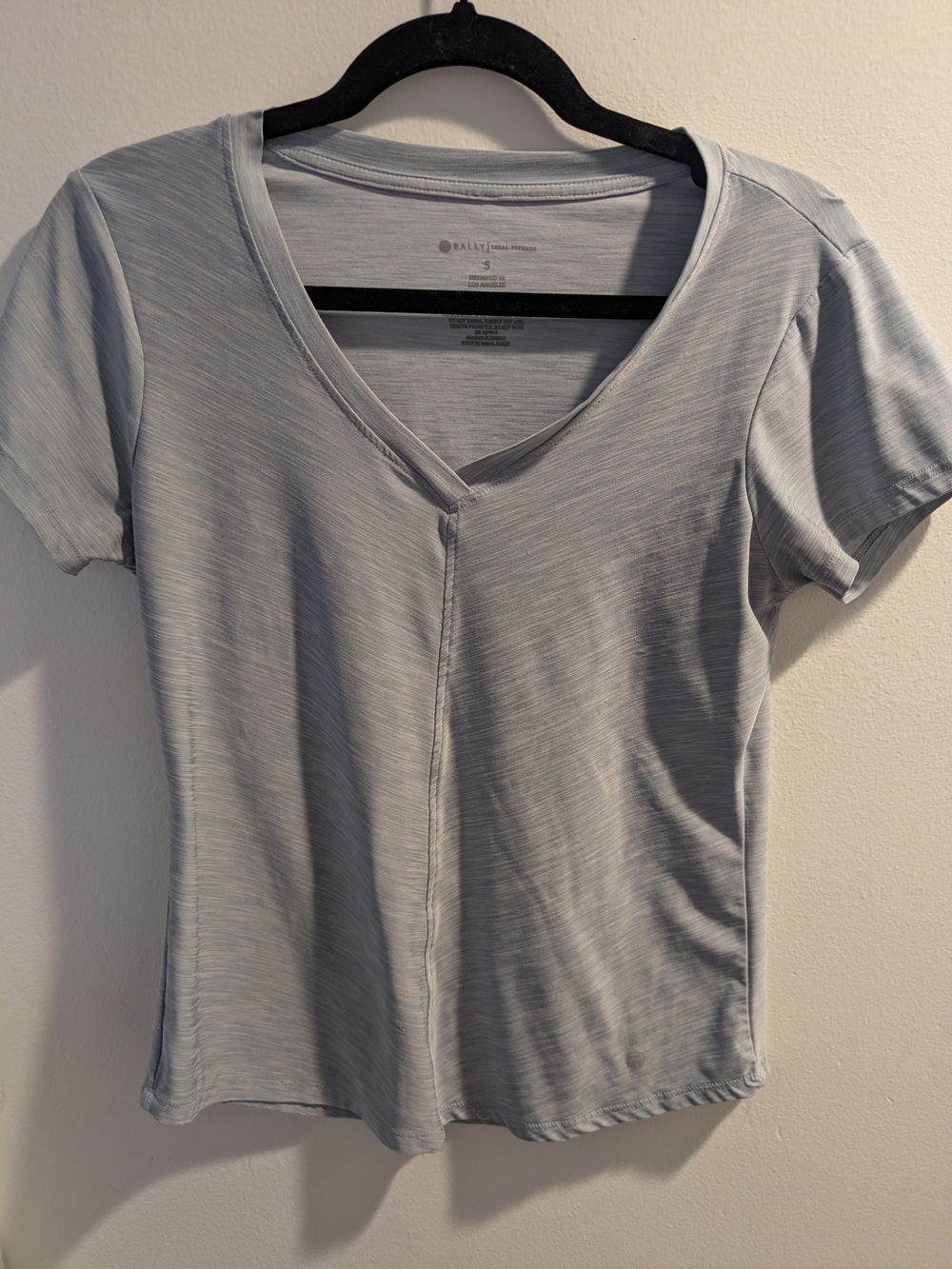 Bally Light Blue V-Neck Short Sleeve Tee with Center Seam